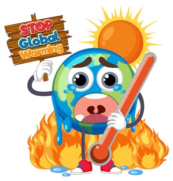 Σταμάτημα Απεικόνισης Έννοιας Διανύσματος Υπερθέρμανσης Του Πλανήτη — Διανυσματικό Αρχείο