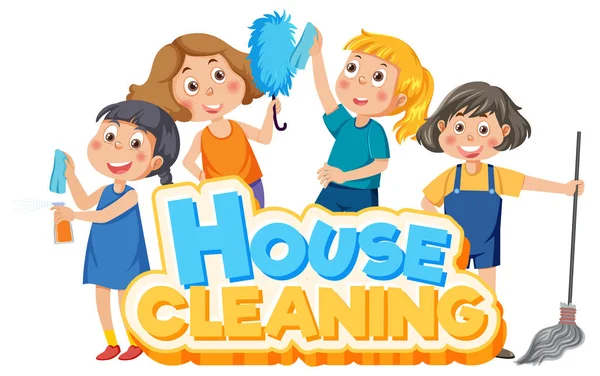 House Cleaning Text Banner Illustration — Stock Vector