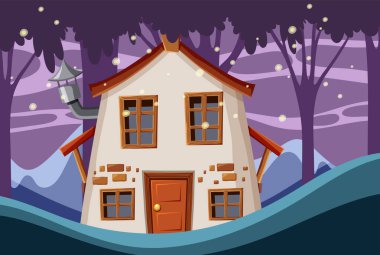 Orman illüstrasyonunda fantezi evi