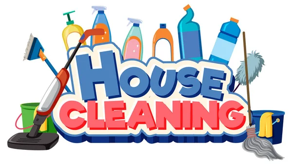 House Cleaning Metin Afişi Illüstrasyonuname — Stok Vektör