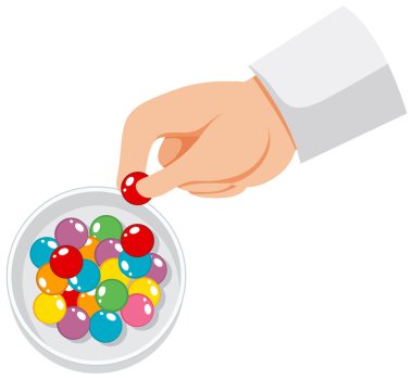 Skittles gökkuşağı bilim deneyi illüstrasyonu