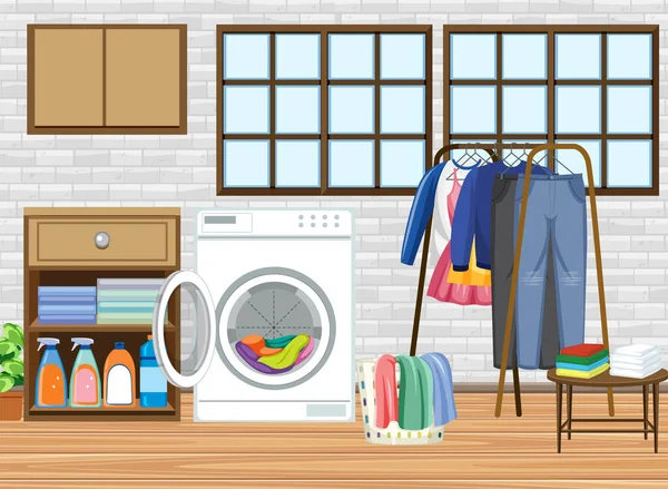 Laundry Room Washing Machine Illustration — Stock Vector