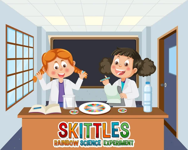 Rainbow Skittles Vetenskap Experiment Illustration — Stock vektor