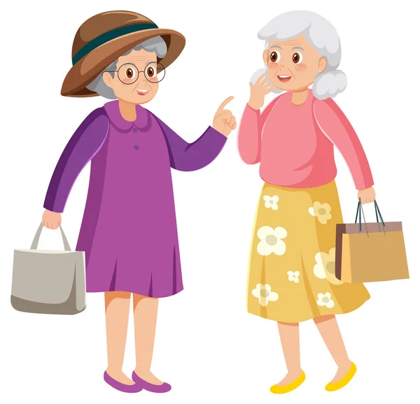 Dvě Starší Ženy Nakupování Ilustrace — Stockový vektor