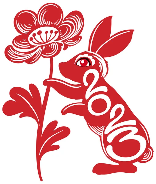 Chinese Lunar New Year Rabbit Symbol 2023 Illustration — Stock Vector