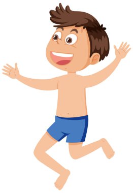 Yüzme pantolonu giyen mutlu adam çizimi