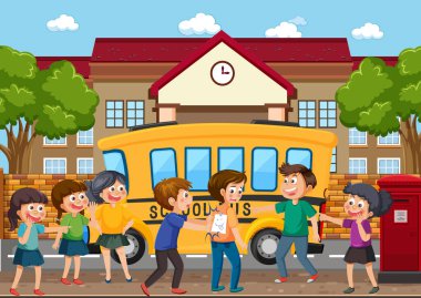 Okuldaki arkadaşlarına zorbalık eden çocuklar.