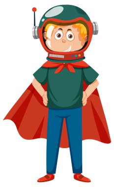 Kahraman kıyafeti giymiş bir çocuk.