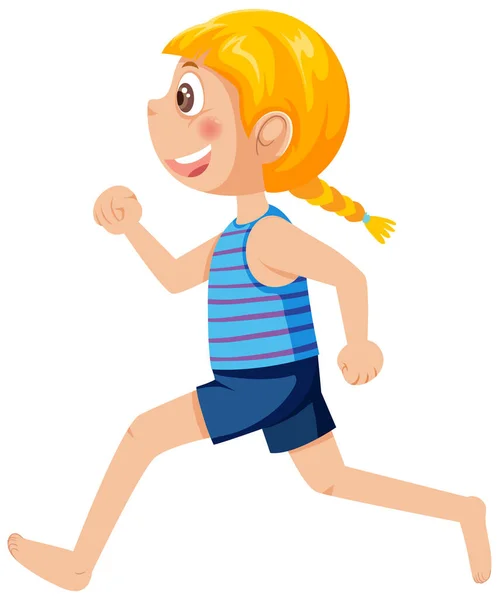 Little Girl Running Cartoon Character Illustration — Stock Vector