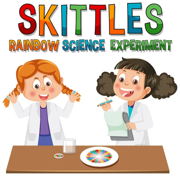 Rainbow Skittles Science Experiment Illustration — Stock Vector