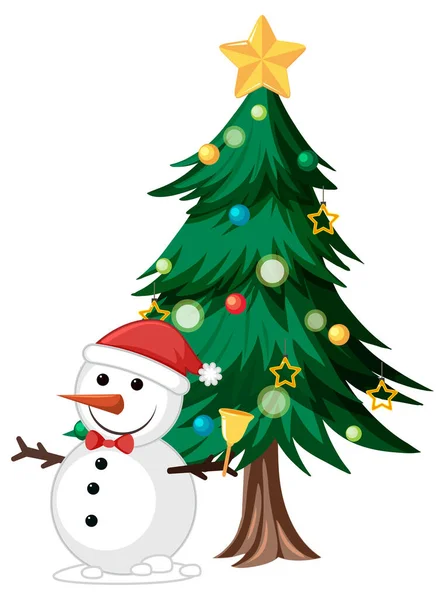 圣诞树下的雪人 — 图库矢量图片