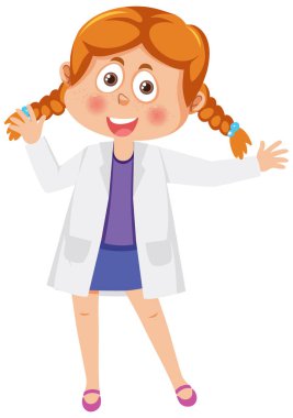 Sevimli bilim kadını çizgi film karakteri çizimi