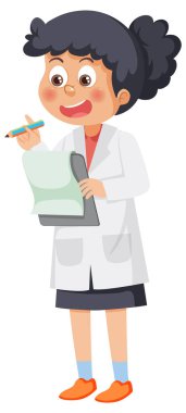 Bilim kadını çizgi film karakteri çizimi