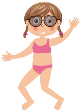 Bikini çizimi giyen tatlı bir kız.