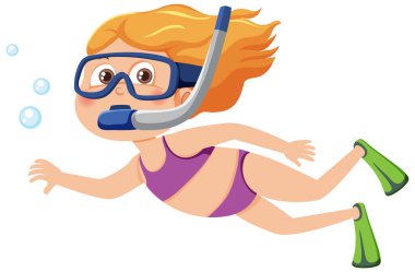 Dalış maskesi takan bir kız.