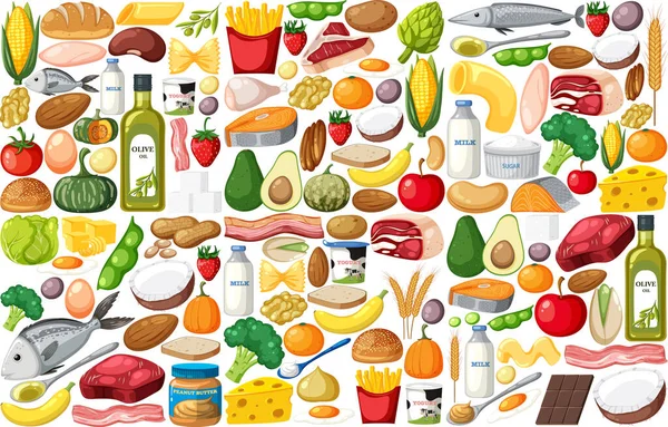 Food Vegetable Fruit Seamless Pattern Illustration — Stock Vector