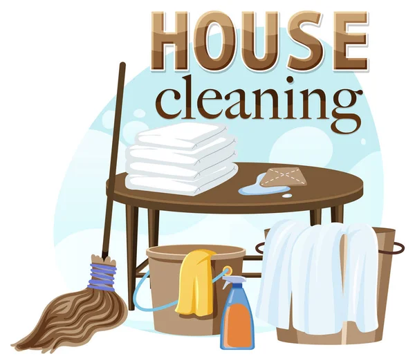 House Cleaning Text Banner Poster Design Illustration — Stock Vector