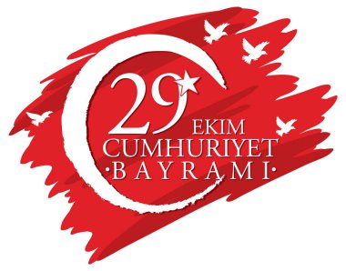 Türkiye Cumhuriyeti Günü metin tasarımı illüstrasyonu