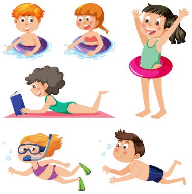 Yazlık çocuk karakterleri çizim