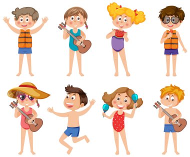 Yazlık çocuk karakterleri çizim