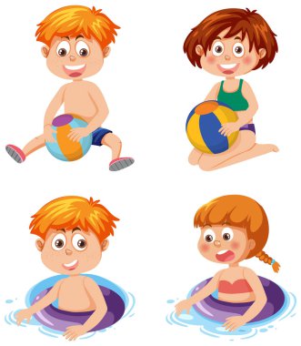 Yazlık çocuk karakterleri çizim