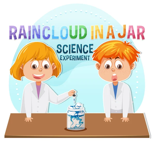 Rain Cloud Jar Science Experiment Illustration — Stock Vector