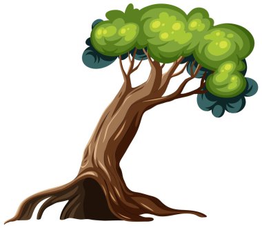 İzole bir ağaç karikatürü çizimi