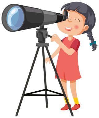 Teleskop resimlerinden bakan bir kız.