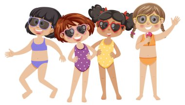 A group of summer kids illustration