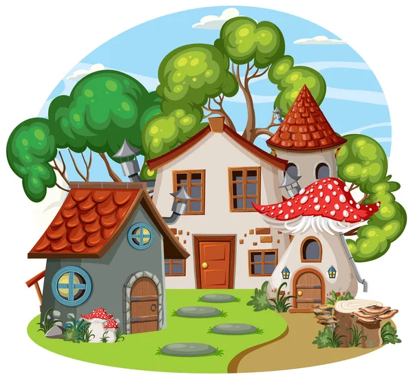 Fairytale House Cartoon Style Illustration — Stock Vector