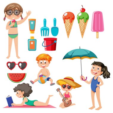 Yazlık çocuk karakterleri çizim