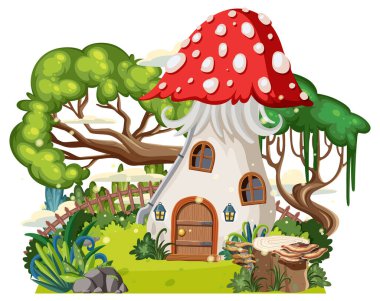 Çizgi film tarzında bir peri masalı evi.