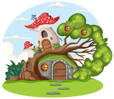 Çizgi film tarzında bir peri masalı evi.