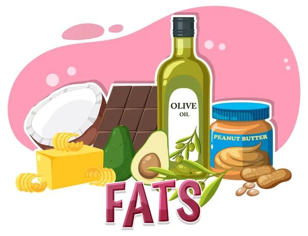 Variety Fat Foods Illustration — Stock Vector