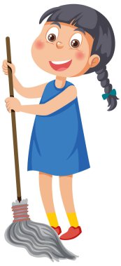 Çocuk temizleme illüstrasyonunun çizgi film karakteri