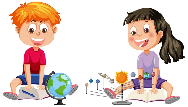 Copii Știință Care Fac Ilustrații Experimentale Științifice — Vector de stoc