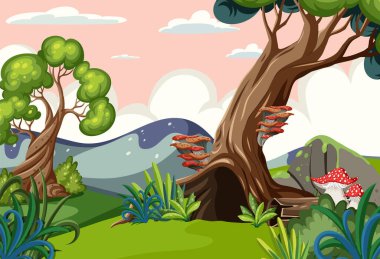 Gizemli bir orman peri masalı çizimi