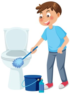 Çocuk temizleme illüstrasyonunun çizgi film karakteri