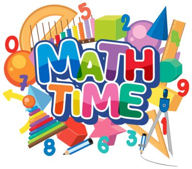 Math time text banner with math element illustration