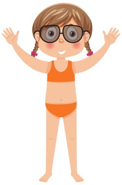 Bikini çizimi giyen tatlı bir kız.