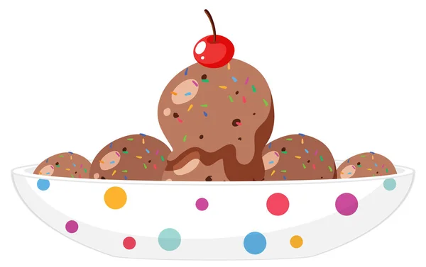 Chocolate Ice Cream Bowl Illustration — Stock Vector