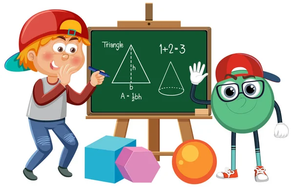 Kid Math Equation Blackboard Illustration — Stockvector