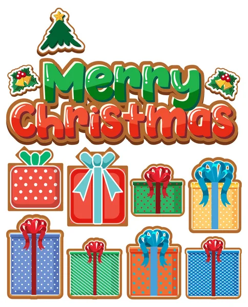 Merry Christmas Banner Met Kerst Ornamenten Illustratie — Stockvector