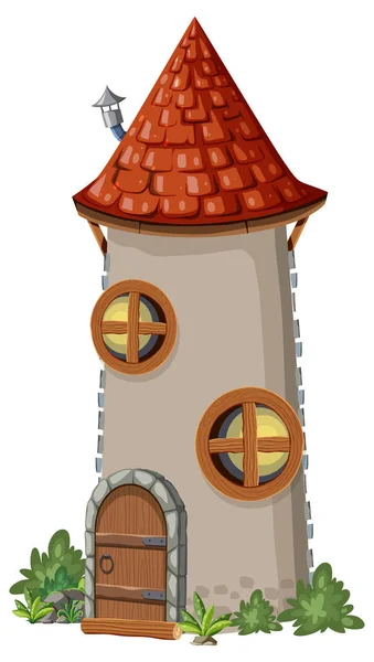 Fairytale Tower Isolated White Background Illustration — Wektor stockowy