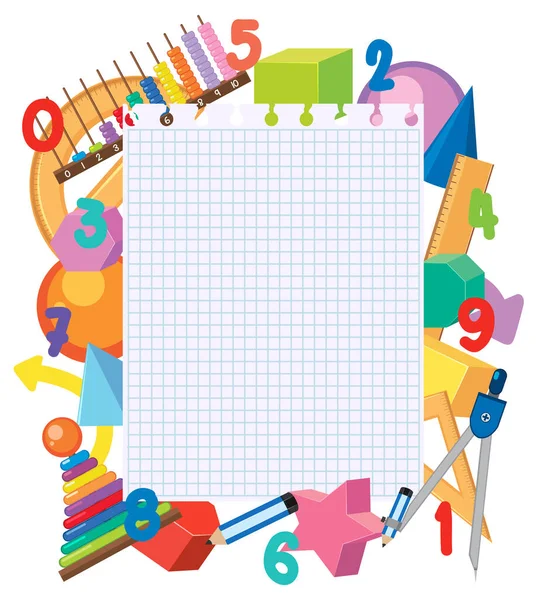 Blank Paper Note Math Theme Illustration — Archivo Imágenes Vectoriales