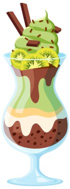 Ice cream sundae served in a glass illustration
