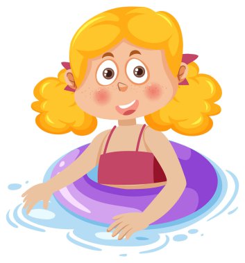 Summer girl in swim ring illustration