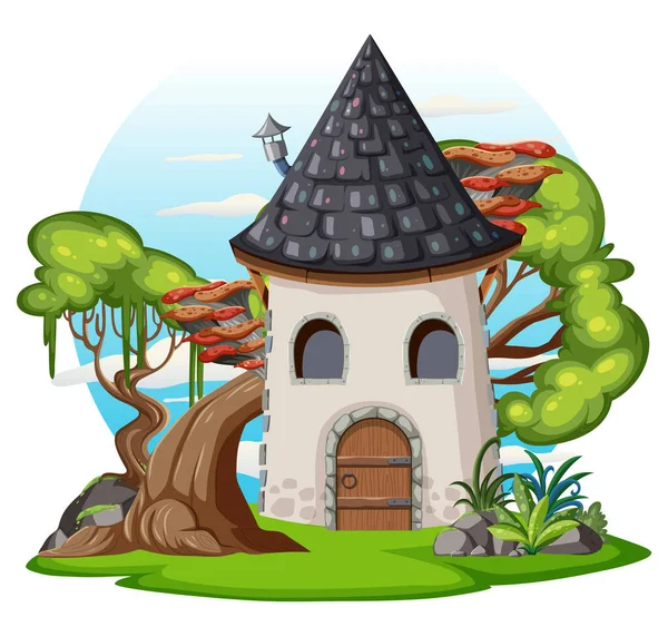 Fantasy House White Background Illustration — Vector de stock