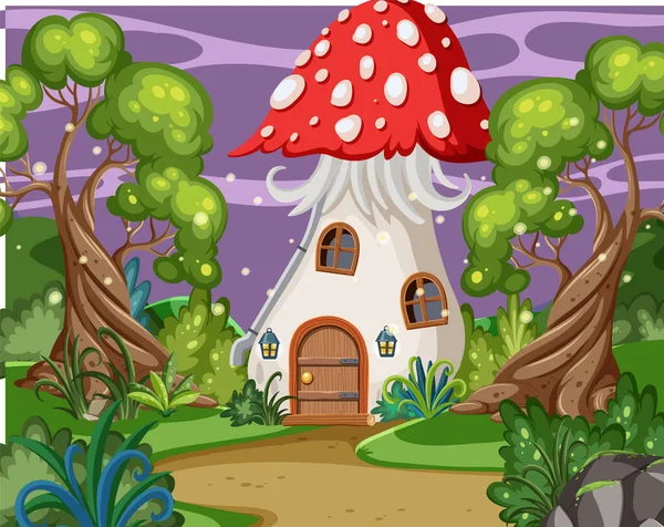 Fairytale House Forest Scene Illustration — Vector de stock