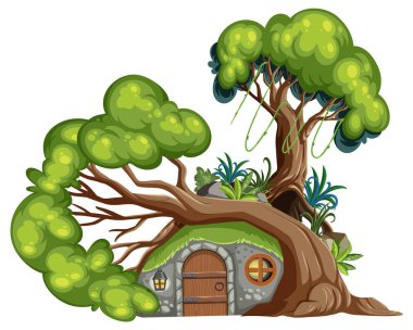 Çizgi film tarzında bir peri masalı evi.